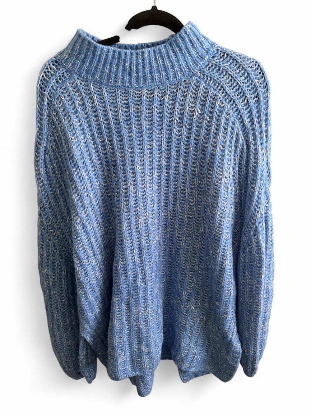 Anthropologie Pilcro Blue Marled Mock Neck Oversized Chunky Ribbed Knit Sweater - Picture 2 of 8